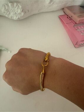 Gold-Tone Twisted Cable Hook Bracelet - Women's Jewelry